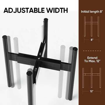 2 Pack Mid Century Modern Plant Stands, Adjustable Width 8 to 12 inches, Indoor Bamboo Plant Stand w...