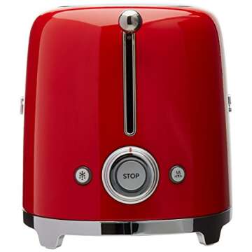 Smeg TSF02RDUS 50's Retro Style Aesthetic 4 Slice Toaster, Red