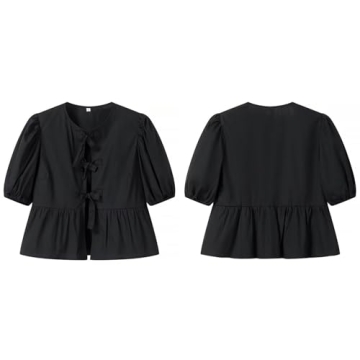 Chic Tie Front Tops Women Y2k Leopard Print Peplum Style