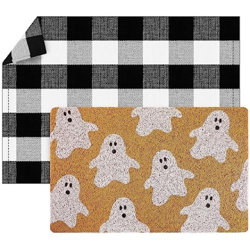 Fabbay 2 Pcs St. Patrick's Day Welcome Doormat Set - Buffalo Plaid & Shamrocks