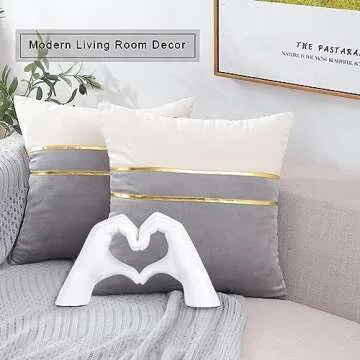 MOYI White Decor for Living Room Bedroom Bookshelf Coffee Table, Love Finger Aesthetic Statues Boho ...