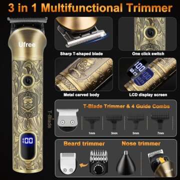 Ufree 3-in-1 Hair Clippers & Beard Trimmer Set for Men