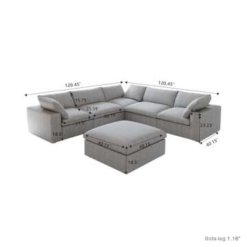JACH V Shape Couches Sectional for Living Room, Modular Convertible Sofa Couch with Chaise Ottoman, ...