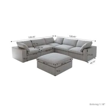 JACH V Shape Couches Sectional for Living Room, Modular Convertible Sofa Couch with Chaise Ottoman, ...