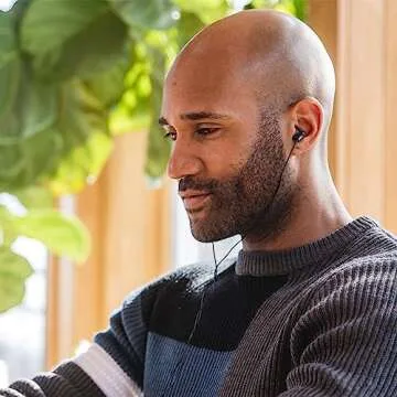 Panasonic ErgoFit Wired Earbuds, In-Ear Headphones with Dynamic Crystal-Clear Sound and Ergonomic Custom-Fit Earpieces (S/M/L), 3.5mm Jack for Phones and Laptops, No Mic - RP-HJE120-KA (Matte Black)