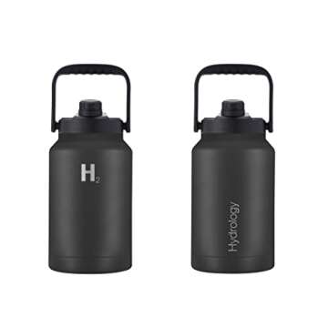 H2 HYDROLOGY Growler Water Bottle With Handle Lid - Double Wall Vacuum Insulated One Gallon Growler