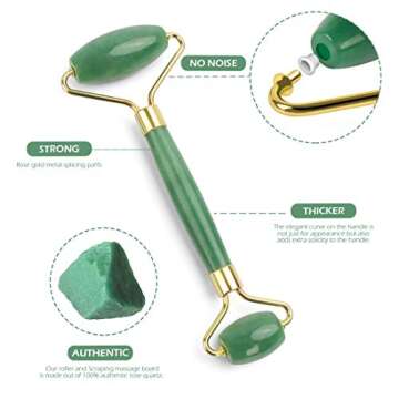 Deciniee Jade Roller for Face, Provide Relaxion for Women, Anti Aging Gua Sha Scraping Tools, 100% Real Natural Nephrite Jade, Doing Face & Body Masage at Home