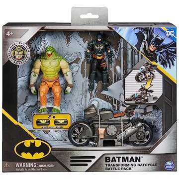 DC Comics, Batman Transforming Batcycle Battle Pack with Exclusive 4-inch Killer Croc and Batman Act...