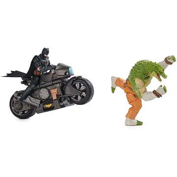 DC Comics, Batman Transforming Batcycle Battle Pack with Exclusive 4-inch Killer Croc and Batman Action Figure, Kids Toys for Boys and Girls Ages 4+