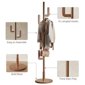 Sturdy KungFuWood Cactus Coat Rack - Adjustable & Stylish