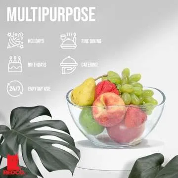 Red Co. Medium 2 Quart Clear Glass Wavy Serving & Mixing Bowl for Salad, Pasta, Desserts, Snacks