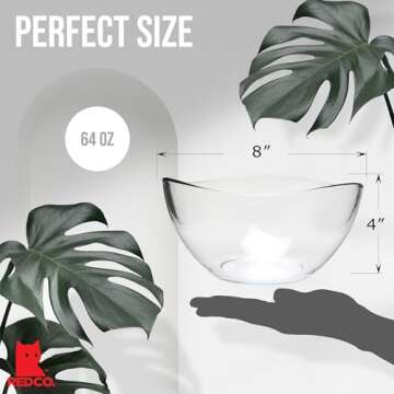 Red Co. Medium 2 Quart Clear Glass Wavy Serving & Mixing Bowl for Salad, Pasta, Desserts, Snacks