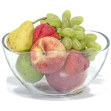 Red Co. Medium 2 Quart Clear Glass Wavy Serving & Mixing Bowl for Salad, Pasta, Desserts, Snacks