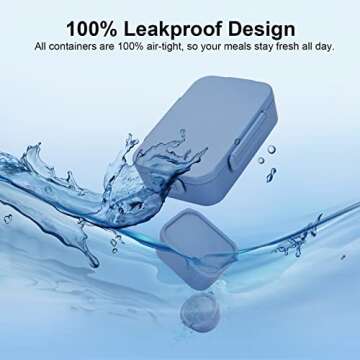 Versatile 2045ml Bento Box, Kids/Adults Wheat Straw Fiber Lunch Box, Leak-Proof 5 Compartment Lunch Container with Utensil Set, BPA Free Bento Lunch Box for School, Work, Picnic -Blue