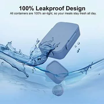 Versatile 2045ml Bento Box, Kids/Adults Wheat Straw Fiber Lunch Box, Leak-Proof 5 Compartment Lunch Container with Utensil Set, BPA Free Bento Lunch Box for School, Work, Picnic -Blue