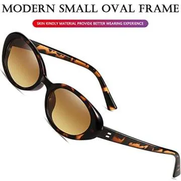 AIEYEZO Retro Oval Sunglasses for Women Fashion Small Oval Frame Sun Glasses 90s Vintage Style Shades (Leopard/Brown Gradient)