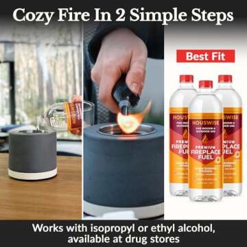 Houswise Tabletop Fire Pit Smores Maker Kit - Concrete Outdoor & Indoor Fire Pit Tabletop, Table Top Firepit, Small Portable Mini Indoor Fireplace