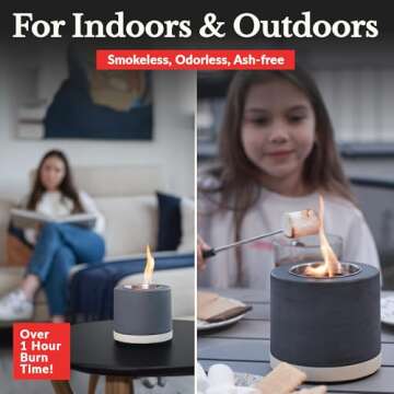 Houswise Tabletop Fire Pit Smores Maker Kit - Concrete Outdoor & Indoor Fire Pit Tabletop, Table Top Firepit, Small Portable Mini Indoor Fireplace