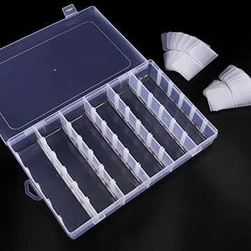 BAKHUK 4 Pack 36 Grids Clear Organizer Box with Labels