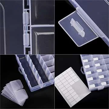 BAKHUK 4 Pack 36 Grids Clear Organizer Box with Labels