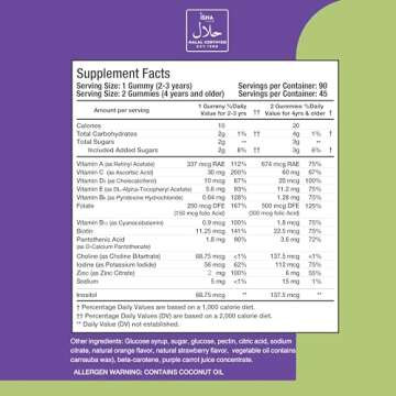 Halal Vitamins for Kids – Noor Vitamins Multivitamin Gummies, Non-GMO 90 Count