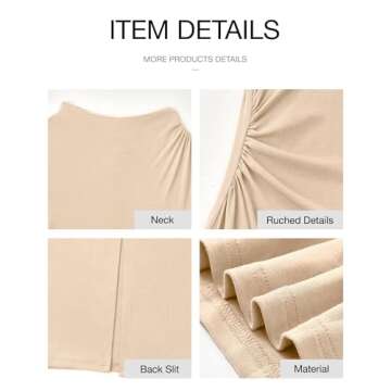 BTFBM Women Bodycon Maxi Dress Long Sleeve Back Slit Ruched Elegant Party Cocktail Formal Fall Wedding Guest Dresses(Solid Beige, Large)