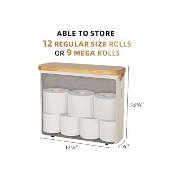 StorageWorks Toilet Paper Storage Basket, Toilet Paper Container with Bamboo Lid, Large Toilet Paper...