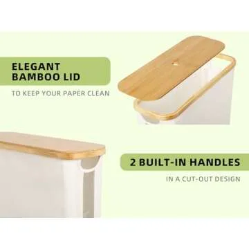 StorageWorks Toilet Paper Storage Basket, Toilet Paper Container with Bamboo Lid, Large Toilet Paper Holder for up to 9 Mega Rolls, Toilet Paper Organizer for Bathroom, Beige, 1 Pack