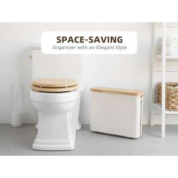 StorageWorks Toilet Paper Storage Basket, Toilet Paper Container with Bamboo Lid, Large Toilet Paper Holder for up to 9 Mega Rolls, Toilet Paper Organizer for Bathroom, Beige, 1 Pack