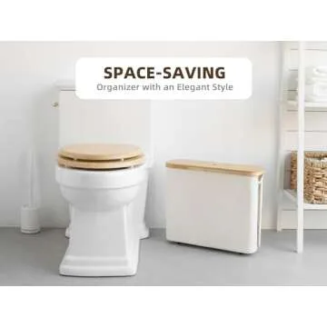 StorageWorks Toilet Paper Storage Basket, Toilet Paper Container with Bamboo Lid, Large Toilet Paper Holder for up to 9 Mega Rolls, Toilet Paper Organizer for Bathroom, Beige, 1 Pack