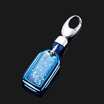 YIJINSHENG TPU Car Key Soft Plating Protection Shell Case Cover for Honda Civic, Accord, CR-V,Pilot Smart Key Keyless Remote FOB Shell Key Chains (Blue)