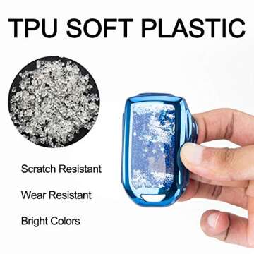 YIJINSHENG TPU Car Key Soft Plating Protection Shell Case Cover for Honda Civic, Accord, CR-V,Pilot Smart Key Keyless Remote FOB Shell Key Chains (Blue)