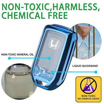 YIJINSHENG TPU Car Key Soft Plating Protection Shell Case Cover for Honda Civic, Accord, CR-V,Pilot Smart Key Keyless Remote FOB Shell Key Chains (Blue)