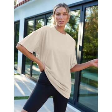 Trendy Queen Womens Fashion Workout T Shirts Athletic Plus Size Tops Summer Trendy Clothes 2025 Short Sleeve Spring Tee Khaki L