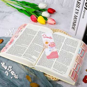 PAIVSUN Bible Tabs for Study Bible, Bible Journaling Supplies Christian Gift for Women, 66 Bible Index Tabs Old and New Testament, 14 Blank Tabs, Large Print Bible Book Tabs for Women Kids - Pinkbrown