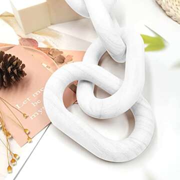 Decorative Wood Chain Link Decorations for Home Boho Hand Carved Modern Farmhouse Aesthetic Wooden R...