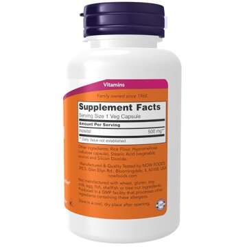 NOW Foods Supplements, Inositol 500 mg, Healthy Membrane Function*, Cellular Health*, 100 Veg Capsul...