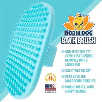 Bodhi Dog Shampoo Brush - Pet Grooming & Bath Supplies for Cats and Dog Bath Brush for Long & Short Hair - Premium Scrubber for Shower, Bathing & Massage - (One Pack, Aqua)