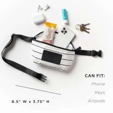 ALOHA Collection White Mini Hip Pack, Lightweight, Packable, & Splash-Proof - Durable, Washable, & Reusable Fanny Pack for Gym, Beach & Travel, Easy to Clean Material (8.5" x 3.75")