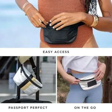 ALOHA Collection White Mini Hip Pack, Lightweight, Packable, & Splash-Proof - Durable, Washable, & Reusable Fanny Pack for Gym, Beach & Travel, Easy to Clean Material (8.5" x 3.75")