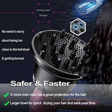 Universal Hair Diffuser, Hair Dryer Diffuser Attachment for Curly and Natural Wavy Hair, Professional Blow Dryer Diffuser, Adjustable from 1.4 Inch to 2.6 Inch