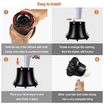 Universal Hair Diffuser, Hair Dryer Diffuser Attachment for Curly and Natural Wavy Hair, Professional Blow Dryer Diffuser, Adjustable from 1.4 Inch to 2.6 Inch
