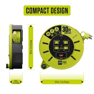 Masterplug 30ft Cassette Cord Reel with 4 Outlets