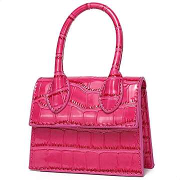 CATMICOO Mini Purse for Women, Mini Bag with Crocodile Pattern (Hot Pink crocodile pattern)