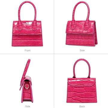 CATMICOO Mini Purse for Women, Mini Bag with Crocodile Pattern (Hot Pink crocodile pattern)