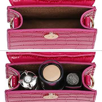 CATMICOO Mini Purse for Women, Mini Bag with Crocodile Pattern (Hot Pink crocodile pattern)