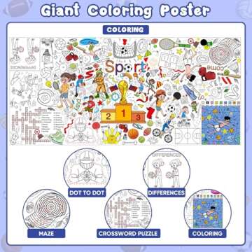DDMY Sports Theme Giant Coloring Poster for Kids Activities