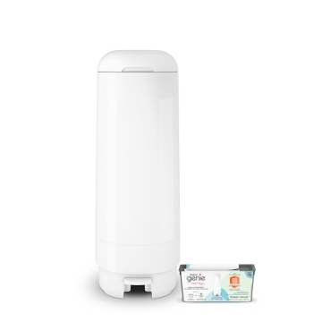 Diaper Genie Signature Pail Includes 1 Easy Roll Refill with 18 Bags | Holds Up to 846 Newborn-Sized...