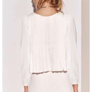 Ngdcseo Women Blouse-Long Sleeve Boho Pleated Front Tie Solid Loose Fit Casual Tie Knot Y2k Lace Up Bow Going Out Top (US, Alpha, Small, Regular, Regular, White)