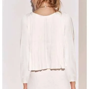 Ngdcseo Women Blouse-Long Sleeve Boho Pleated Front Tie Solid Loose Fit Casual Tie Knot Y2k Lace Up Bow Going Out Top (US, Alpha, Small, Regular, Regular, White)